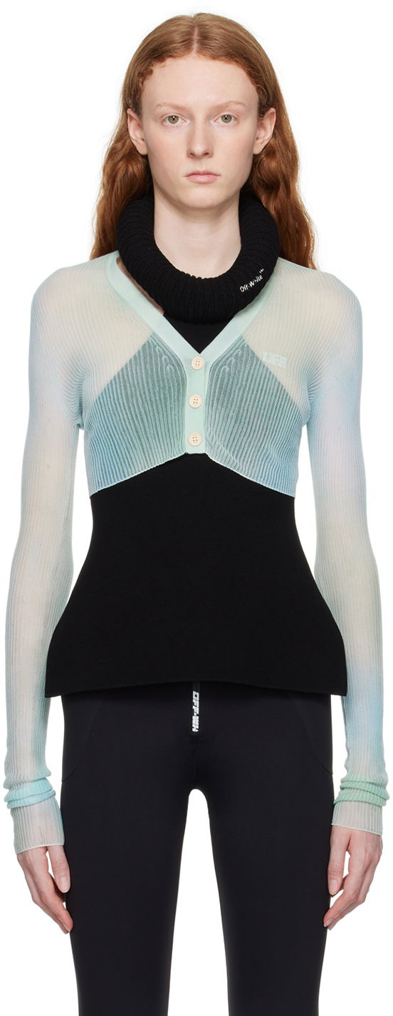 Cветр Off-White Off-White See-Through Knit Cardigan Бірюзовий | OWHB035S23KNI0014001