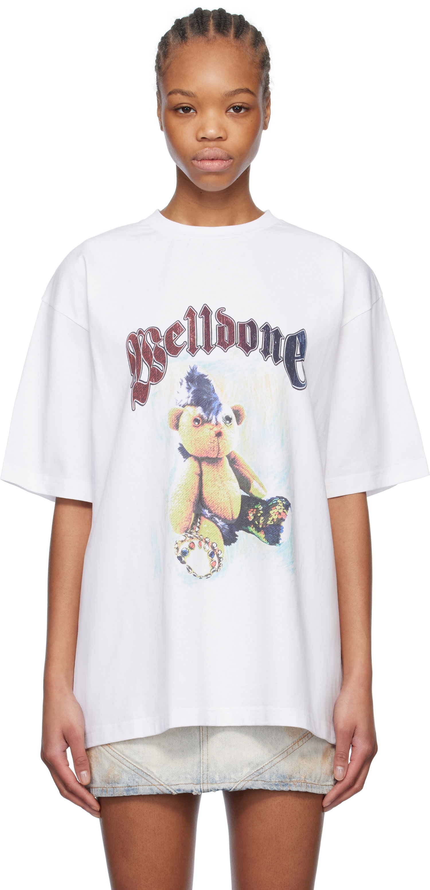 Футболка We11done We11done Punk Teddy Graphic T-Shirt білий | WD-TT0-25-747-U-WH, 0