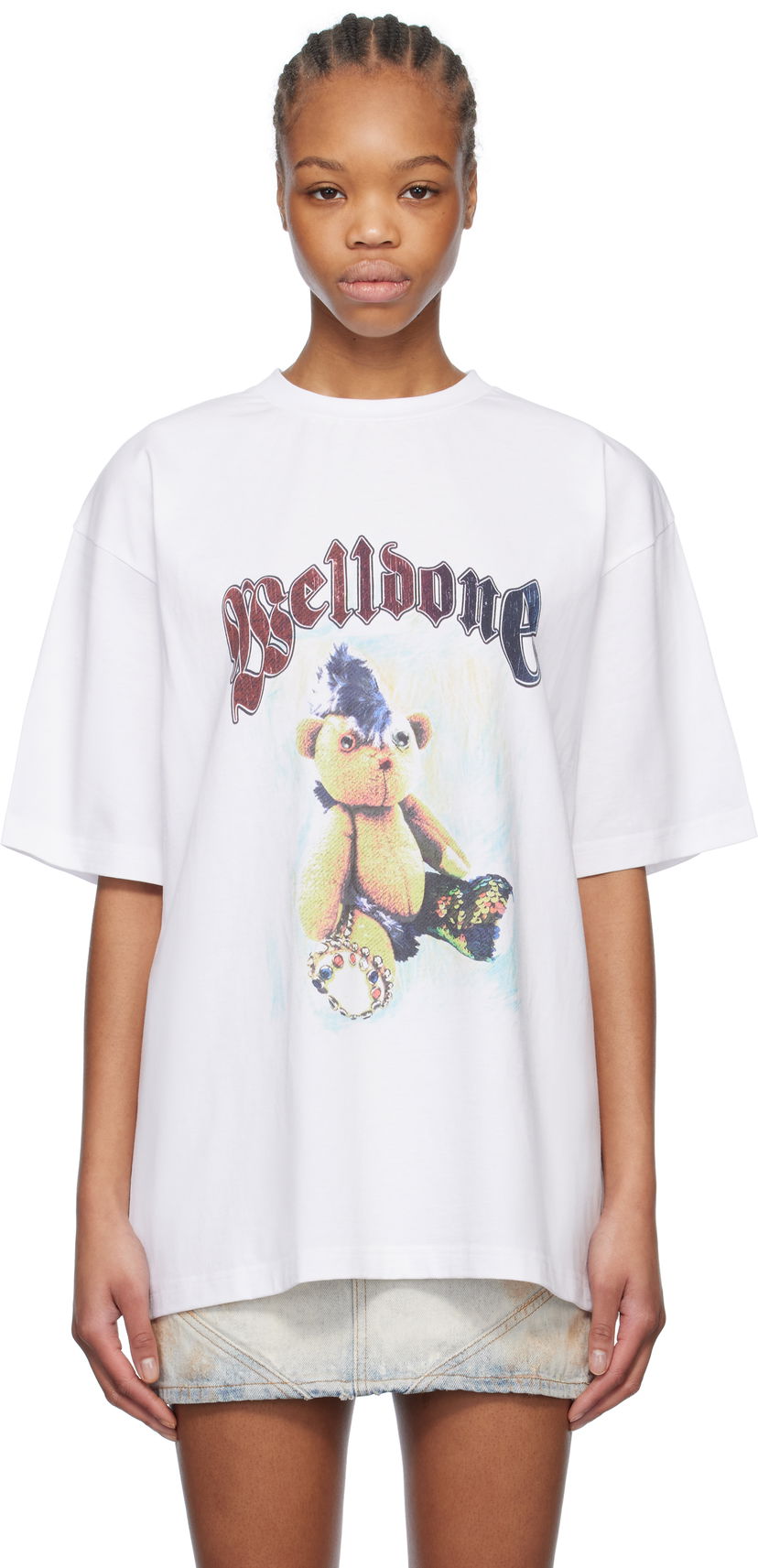 Футболка We11done We11done Punk Teddy Graphic T-Shirt білий | WD-TT0-25-747-U-WH
