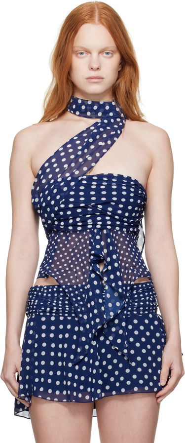 Безрукавка GUIZIO Guizio Chiffon Polka Dot Wrap Top Синій | P25119W096, 0