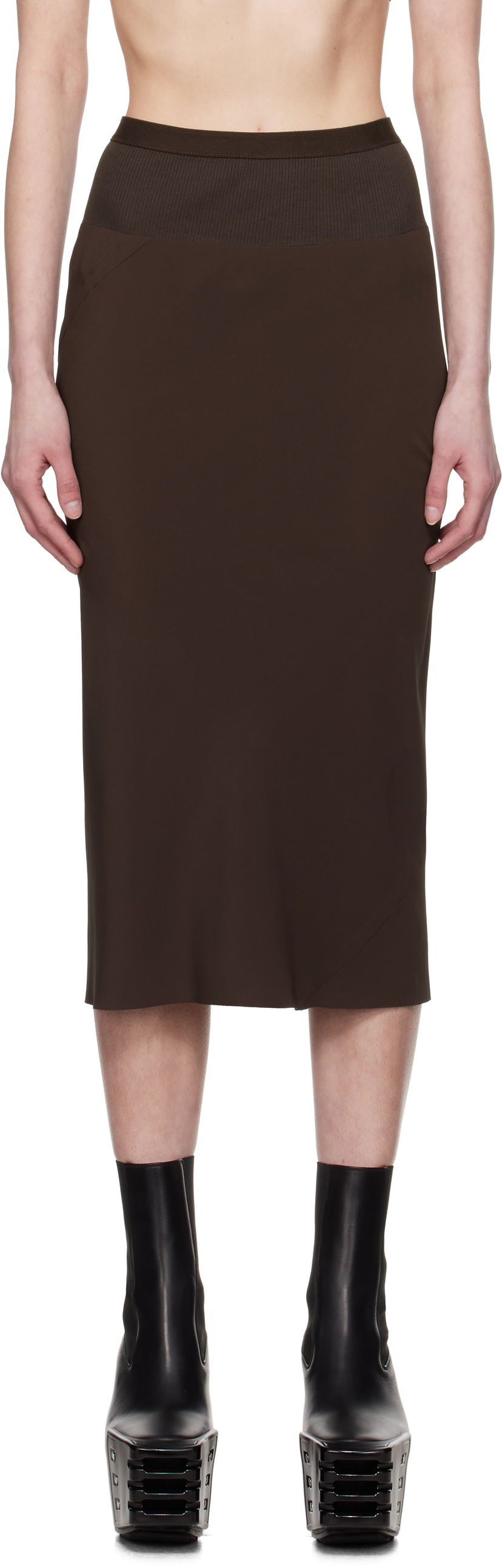 Спідниця Rick Owens Rick Owens Hollywood Knee Bias Midi Skirt Коричневий | RP01E7332 CC