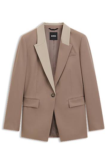 Куртка BOSS Relaxed Fit Blazer with Colour-Blocked Lapels бежевий | 50543409