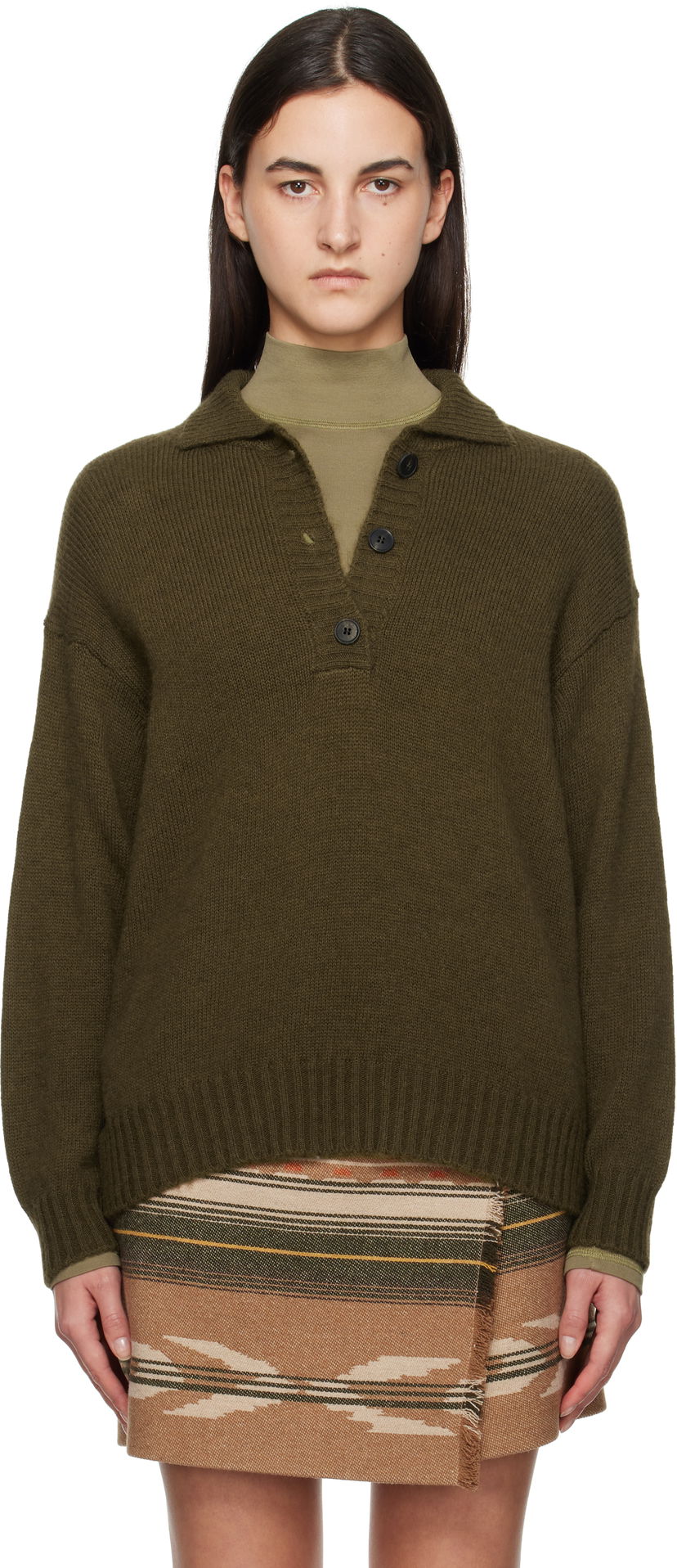 Cветр Max Mara Weekend Max Mara Sabato Wool Polo Sweater Зелений | 2425366013600