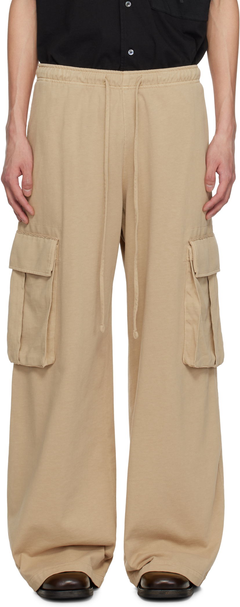 Штани карго Palm Angels Palm Angels French Terry Cargo Pants бежевий | PMCF034S25FAB0016262