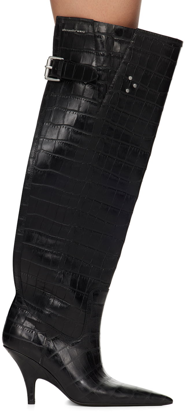 Догляд за взуттям Alexander Wang Alexander Wang Diablo Open Back Knee-High Boots чорний | 30324B030