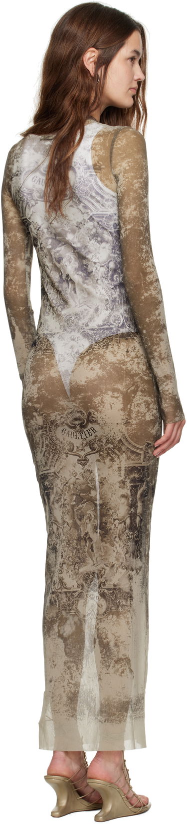 плаття Jean Paul Gaultier Jean Paul Gaultier 'The Long Médaillon' Mesh Maxi Dress бежевий | 25/03-W-DR023-M006P-6965, 2