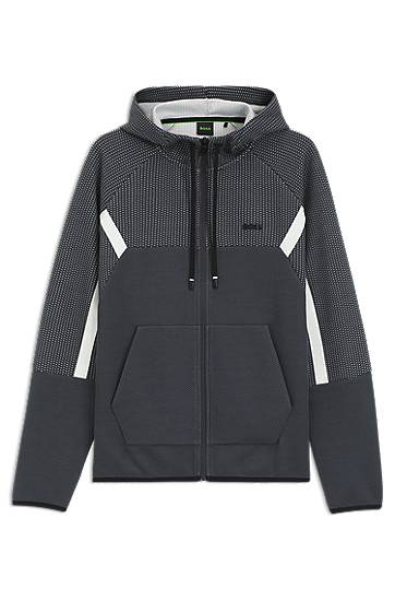 Світшоти BOSS Regular-fit Zip-up Hoodie in Quilted Jacquard Сірий | 50543130