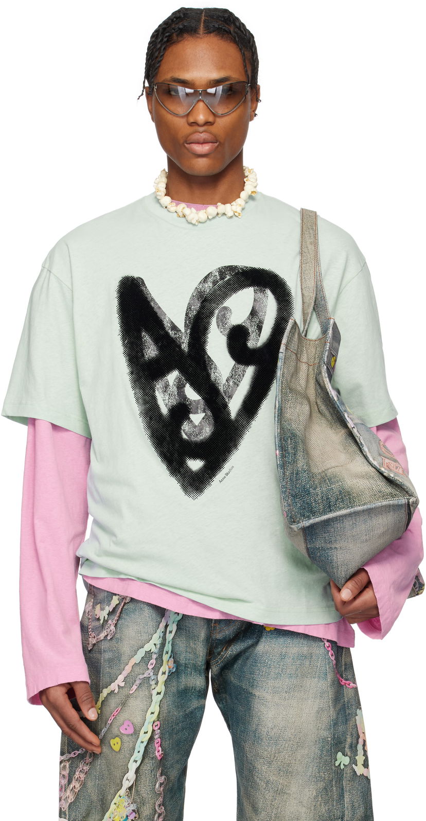 Футболка Acne Studios Acne Studios Printed T-Shirt Зелений | CL0344-