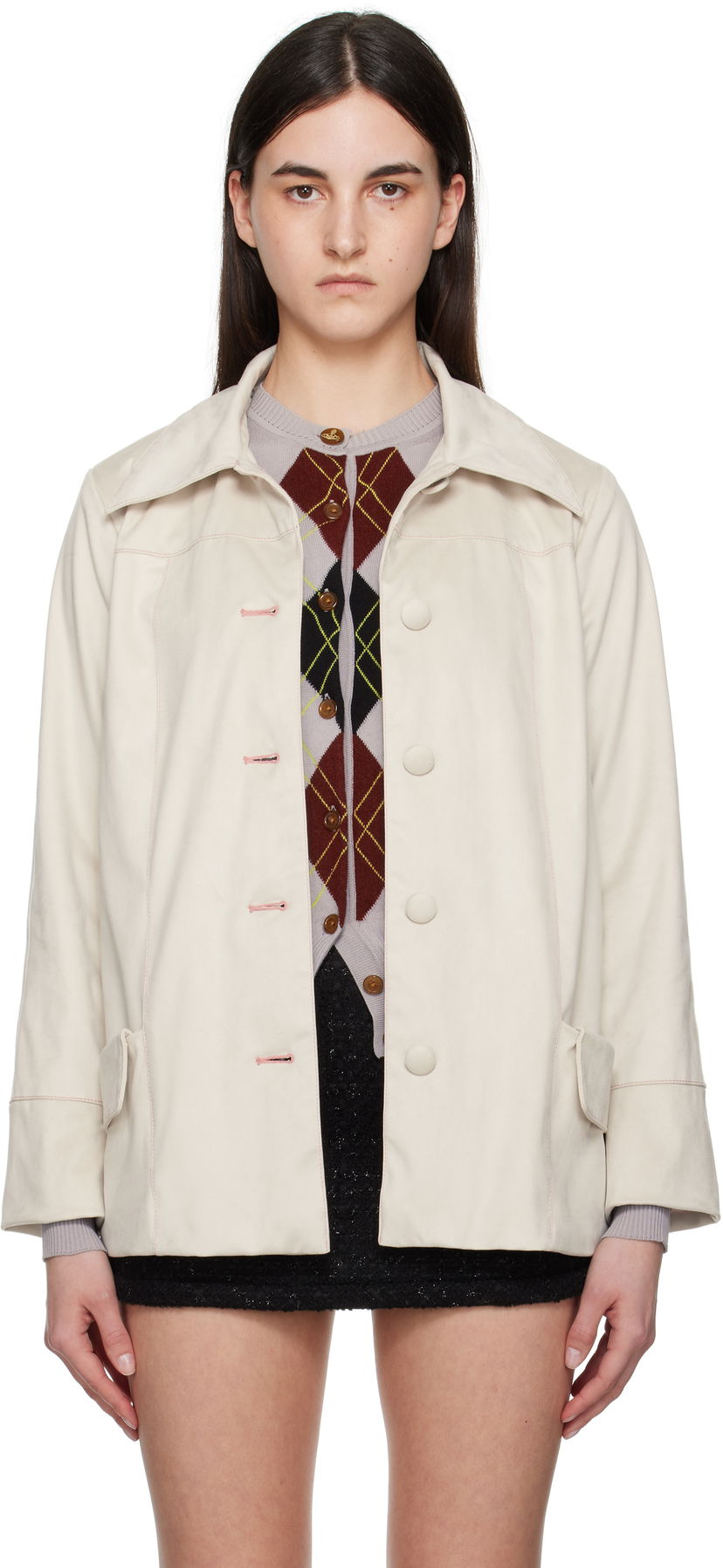 Куртка Anna Sui Anna Sui Buttoned Faux-Suede Coat білий | 225N50