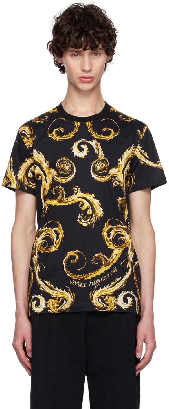 Футболка Versace Jeans Couture Black Chromo Couture T-Shirt чорний | E77GAH6S0_EJS388