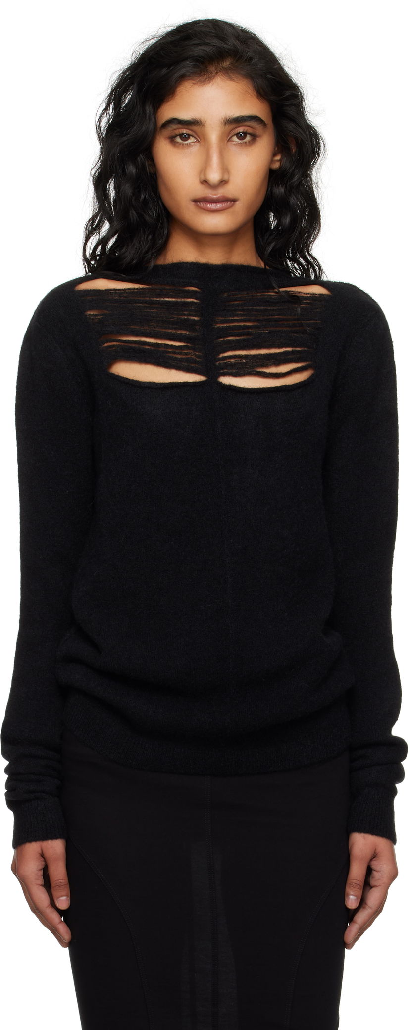 Cветр Rick Owens Rick Owens Concordians Long Sleeve Sweater чорний | RP02E4601 KGRIDP