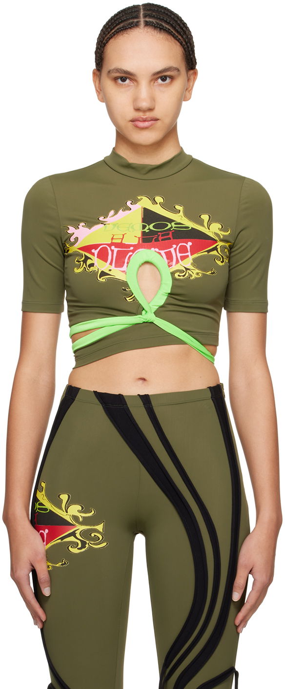 Кроп-топи Ottolinger Ottolinger Wrap T-Shirt Зелений | 500904