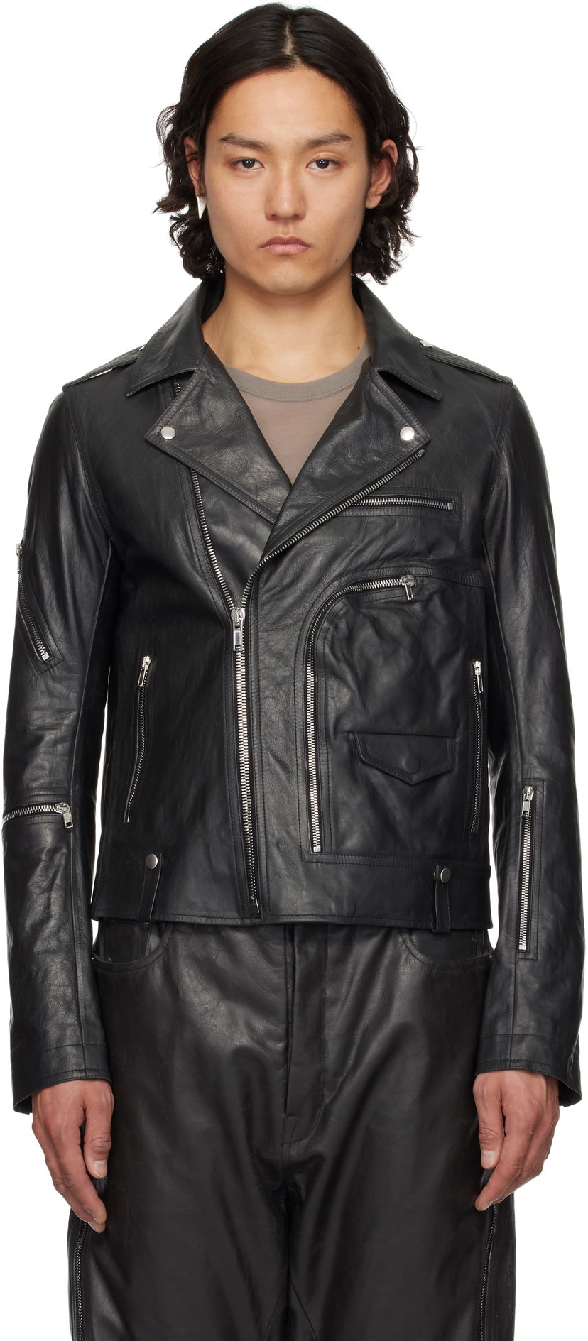 Куртка Rick Owens Rick Owens Hollywood Bauhaus Stooges Leather Jacket чорний | RU01E5765 LTP