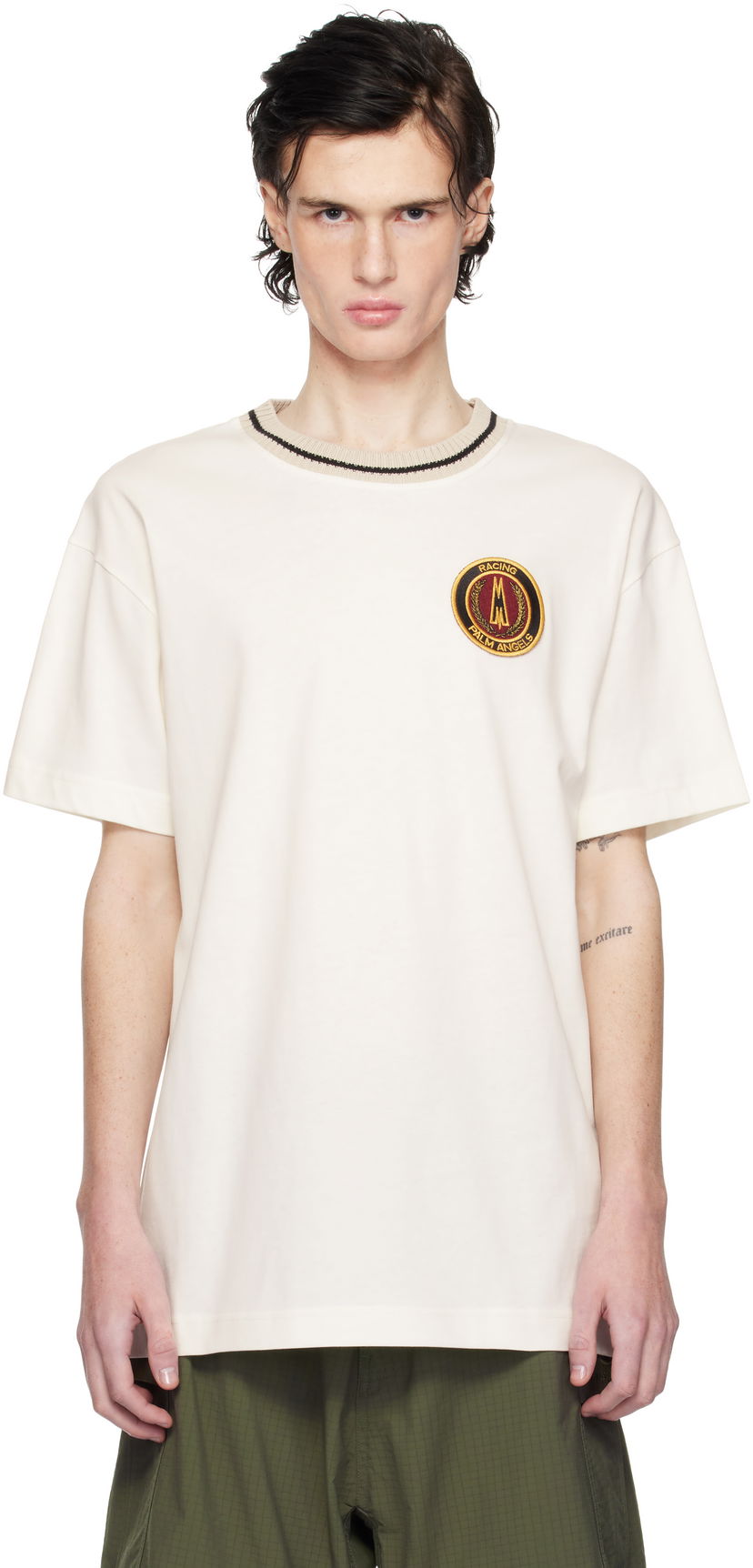 Футболка Moncler Moncler Genius x Palm Angels Racing T-Shirt бежевий | J209L8C0000189AKK