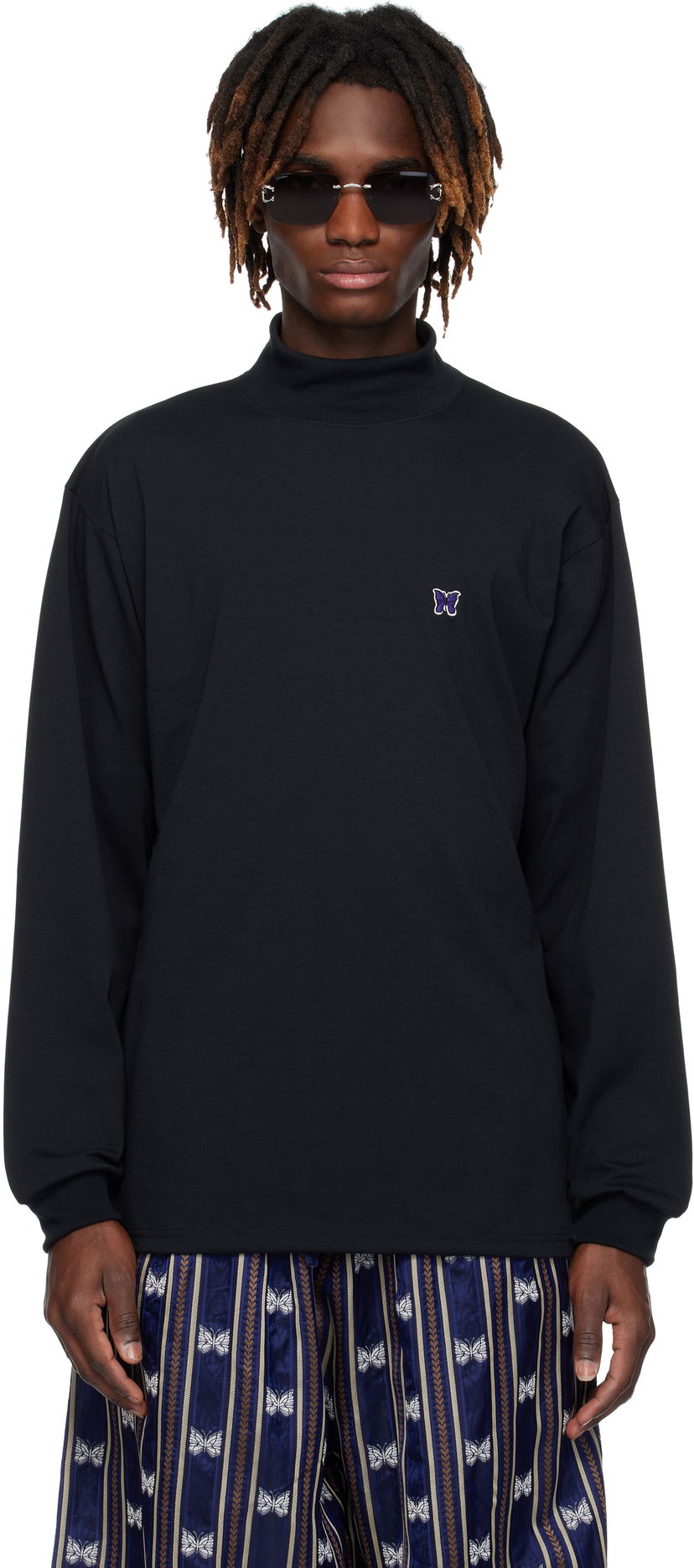 Футболка Needles NEEDLES Mock Neck T-Shirt чорний | QV359