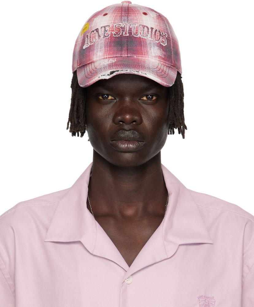 Кепка Acne Studios Distressed Plaid Cap Рожевий | C40411-