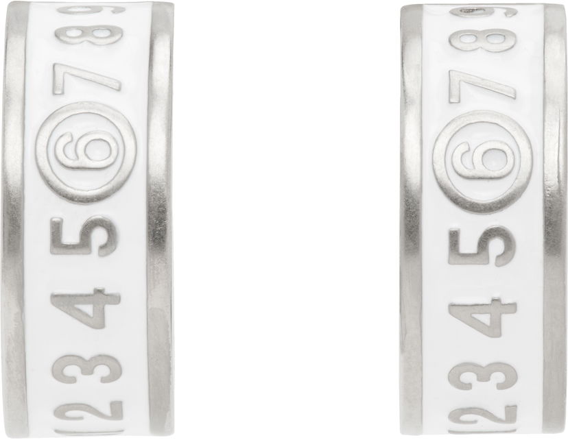 Сережки Maison Margiela MM6 Maison Margiela White Enamel Number Logo Earrings білий | SM6VG0084 P7211