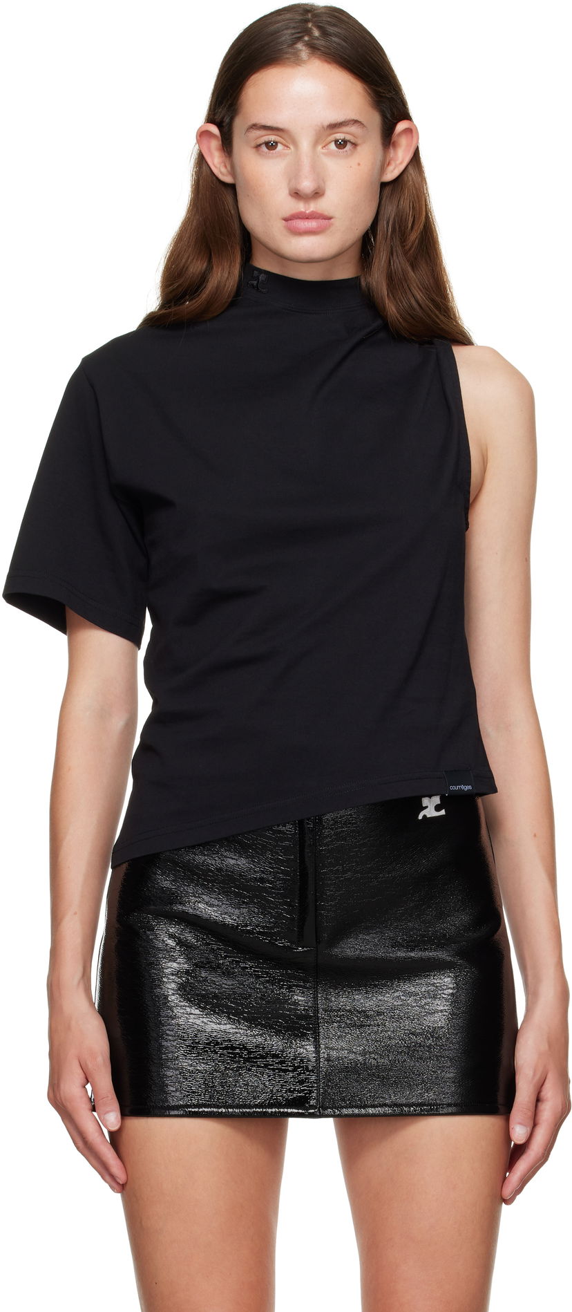 Футболка Courrèges Courrèges Twist Asymmetrical T-Shirt чорний | 325JTS209JS0233