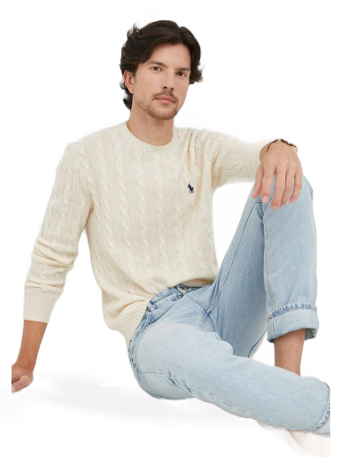 Cветр Polo by Ralph Lauren Logo Embroidered Cable Knit Jumper бежевий | 710876762010