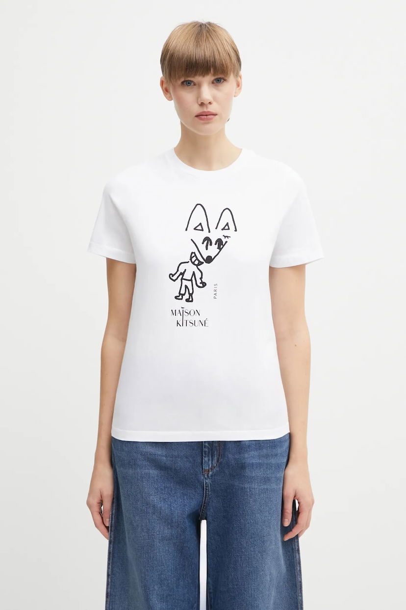 Футболка MAISON KITSUNÉ Party Fox Regular T-Shirt білий | PW00120KJ7026