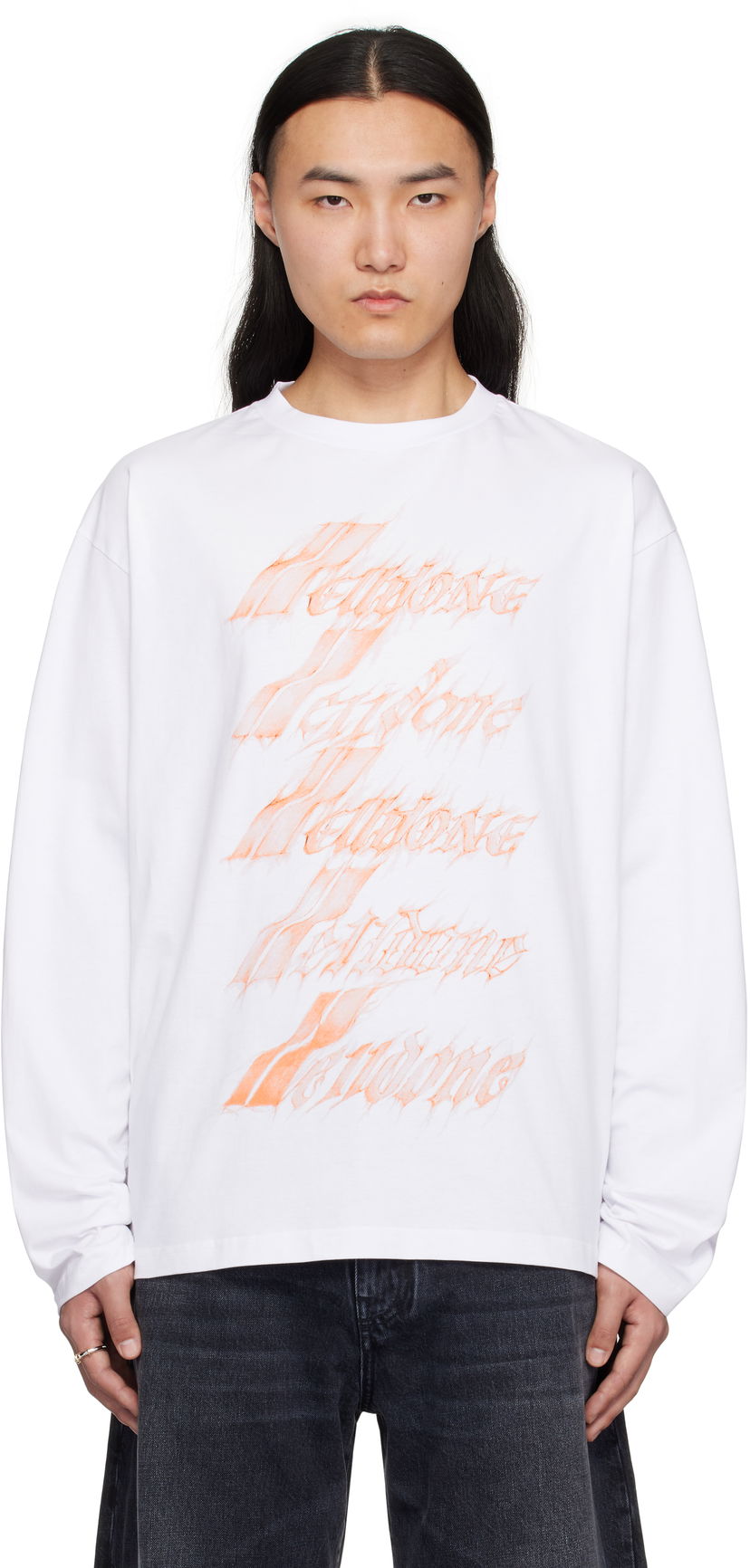 Cветр We11done We11done Spark Logo Long Sleeve T-Shirt білий | WD-TT0-25-752-U-WH