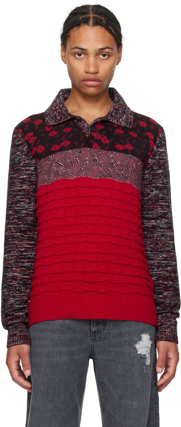Сорочка поло JW Anderson Multi-Texture Polo Червоний | KW1231-YN0357