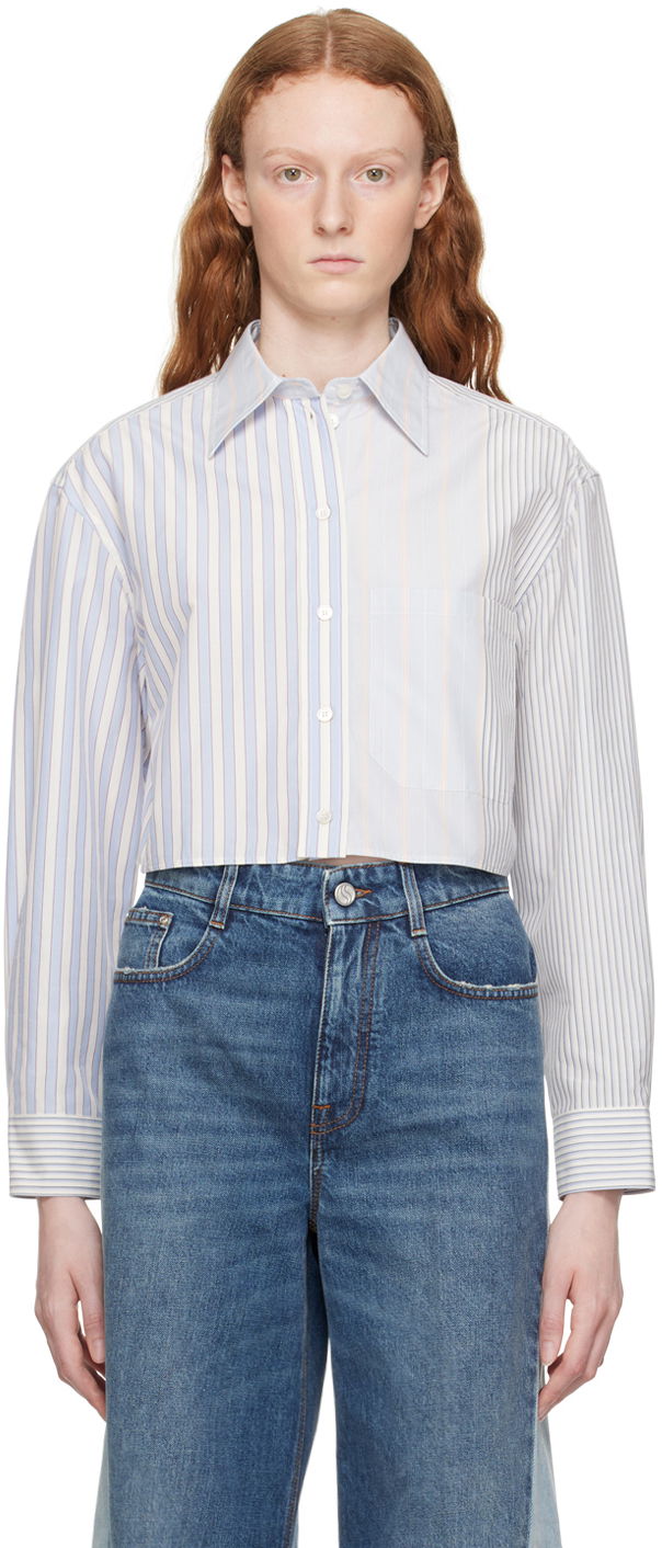 Сорочка Stella McCartney Stella McCartney Striped Cropped Shirt Синій | 6200553CJ303