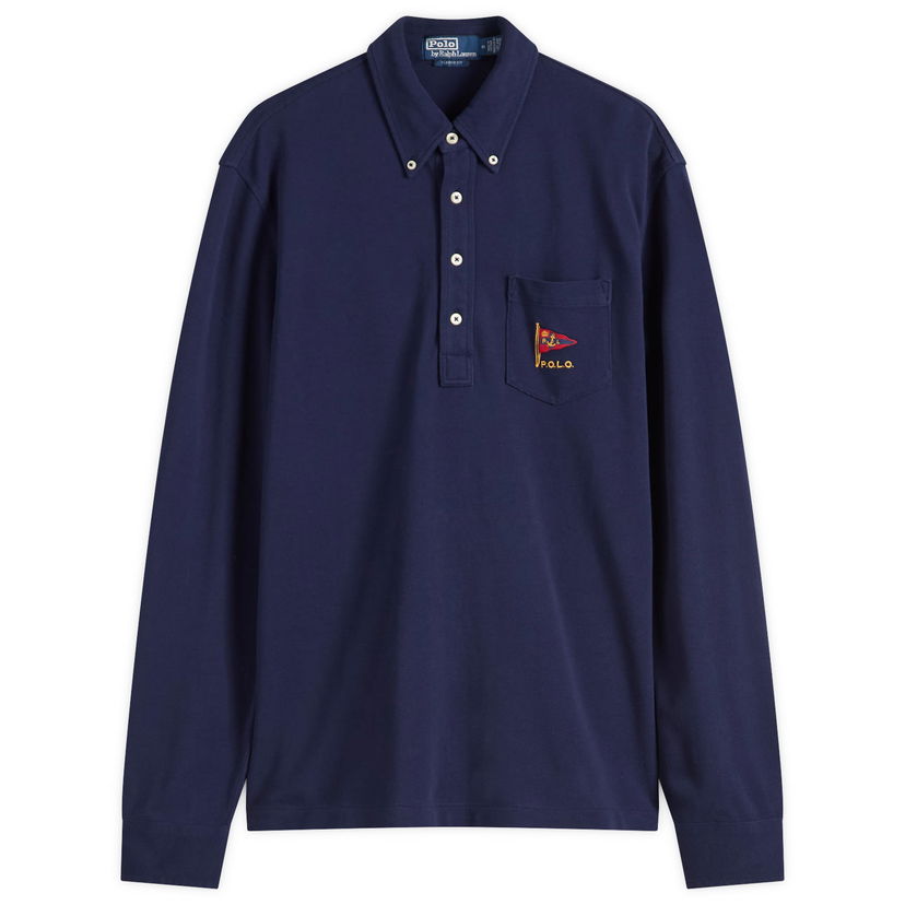Сорочка поло Polo by Ralph Lauren Classic Fit Long Sleeve Polo Shirt, Size Large темно-синій | 710964548002