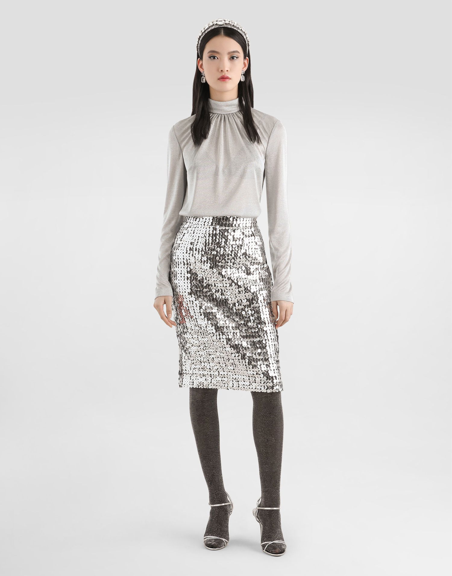 Спідниця Dolce & Gabbana Straight Skirt With Sequins Металік | F4C1LTFLSL3S0998, 1