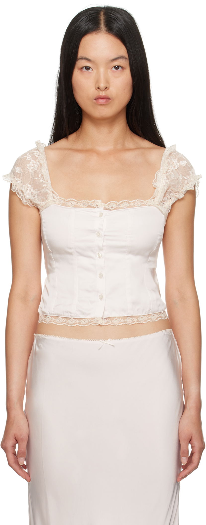 Безрукавка GUIZIO Guizio Kahli Lace Top білий | F24106W022