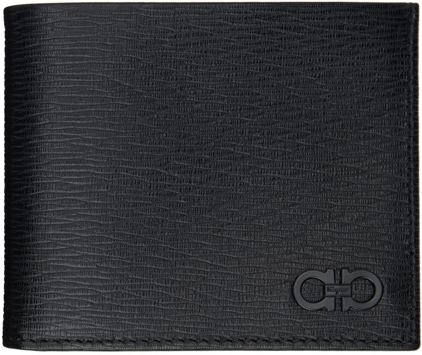 Гаманець FERRAGAMO Bifold Textured Leather Wallet чорний | 733308