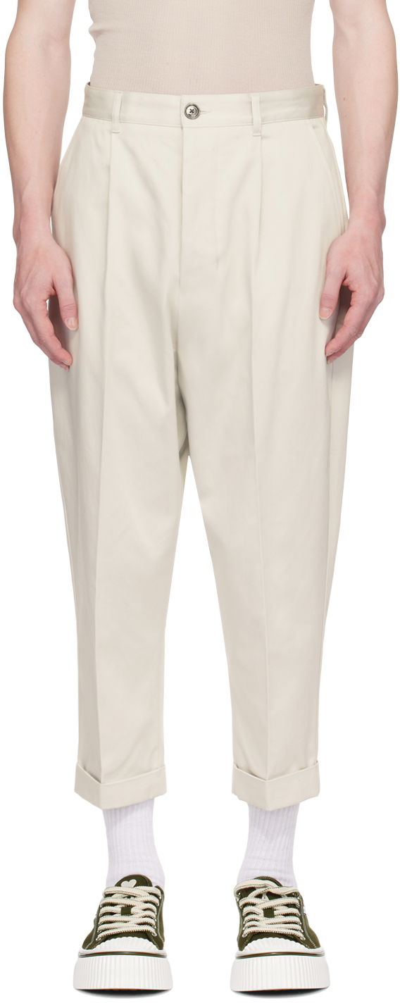 Штани AMI Paris Carrot-Fit Trousers білий | HTR101.CO0009