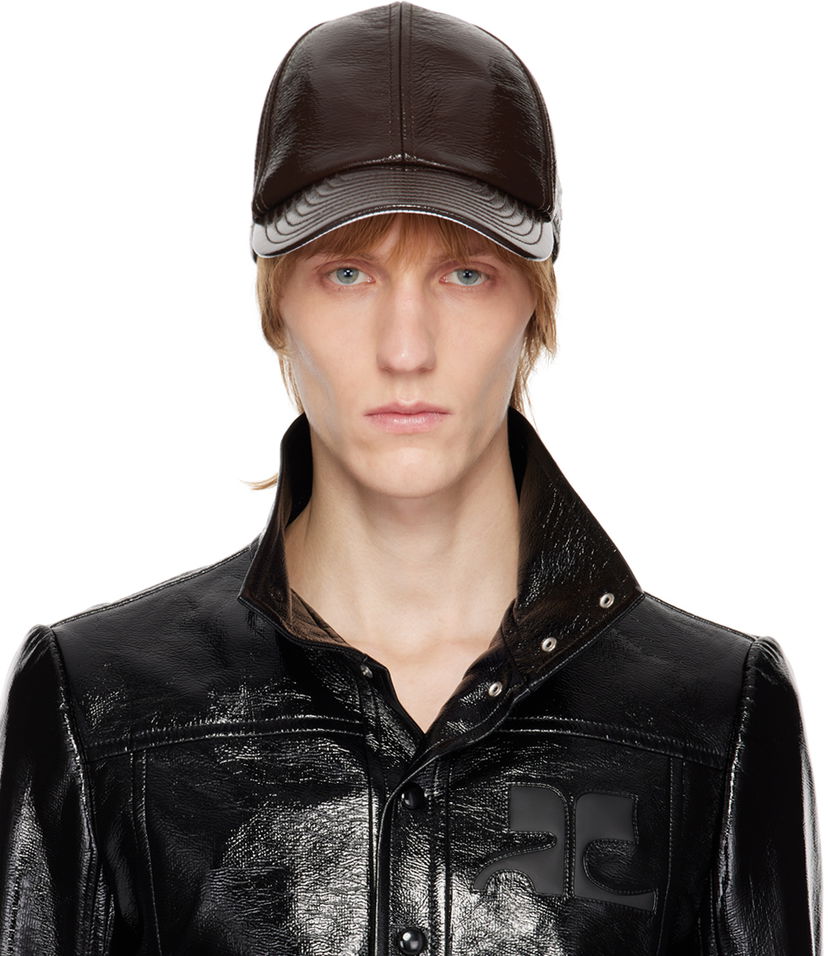 Кепка Courrèges Faux-Leather Logo Cap Коричневий | PERACT002VY0003