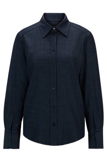 Сорочка BOSS Regular-Fit Denim-Effect Twill Blouse темно-синій | 50518443