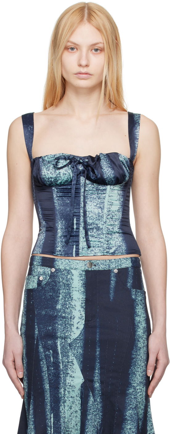 Безрукавка Miaou Miaou Agnes Tie-Front Tank Top Синій | 7039SS1TRB