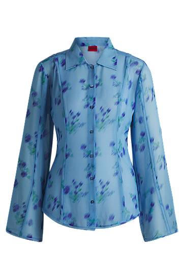 Сорочка BOSS Slim Fit Floral Print Blouse Синій | 50531573