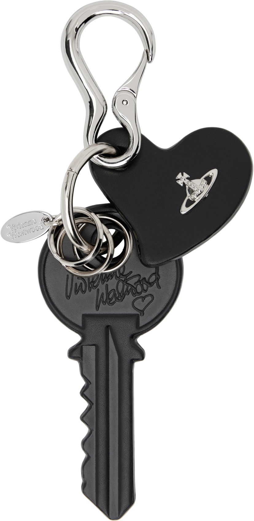 Брелоки Vivienne Westwood Vivienne Westwood Leather Key and Heart Keychain чорний | 8203012HU-L00AT-
