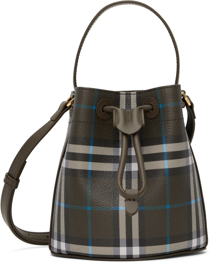 Сумочка Burberry Burberry Mini Check Bucket Bag Зелений | 8108303