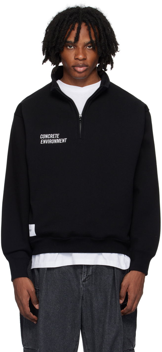 Світшоти WTAPS Black Half-Zip Logo Sweatshirt чорний | 241ATDT-CSM05