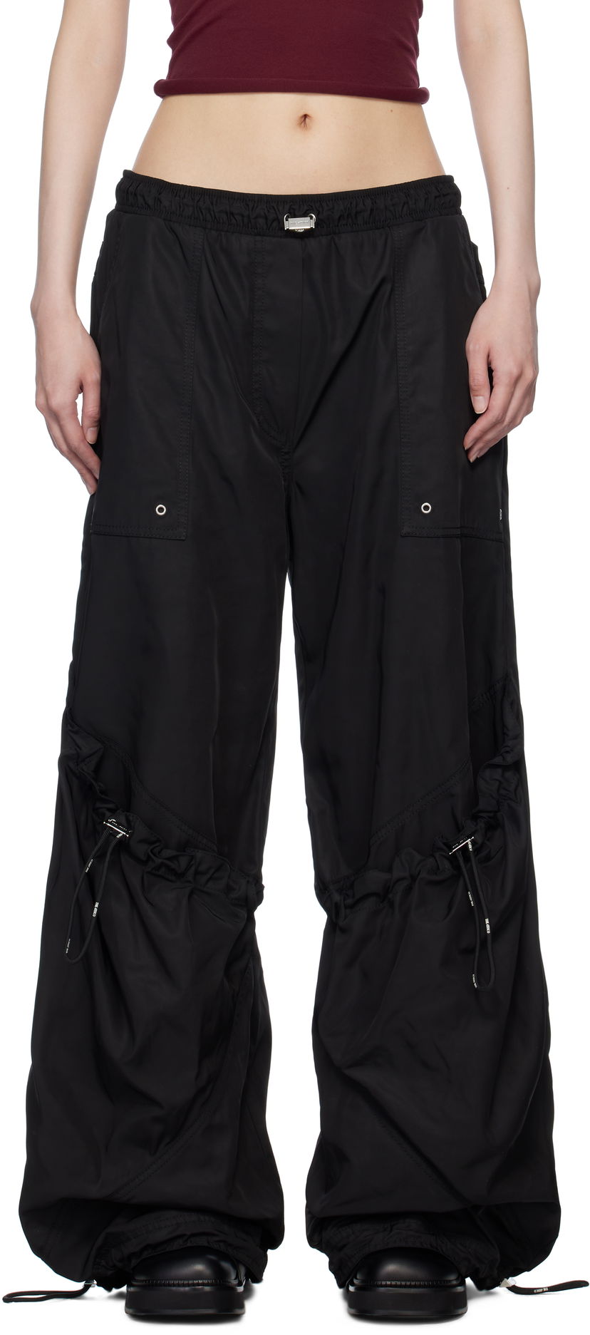 Штани карго The Attico Attico Parachute Cargo Drawstring Trousers чорний | 250WCP00255 PLL001AA