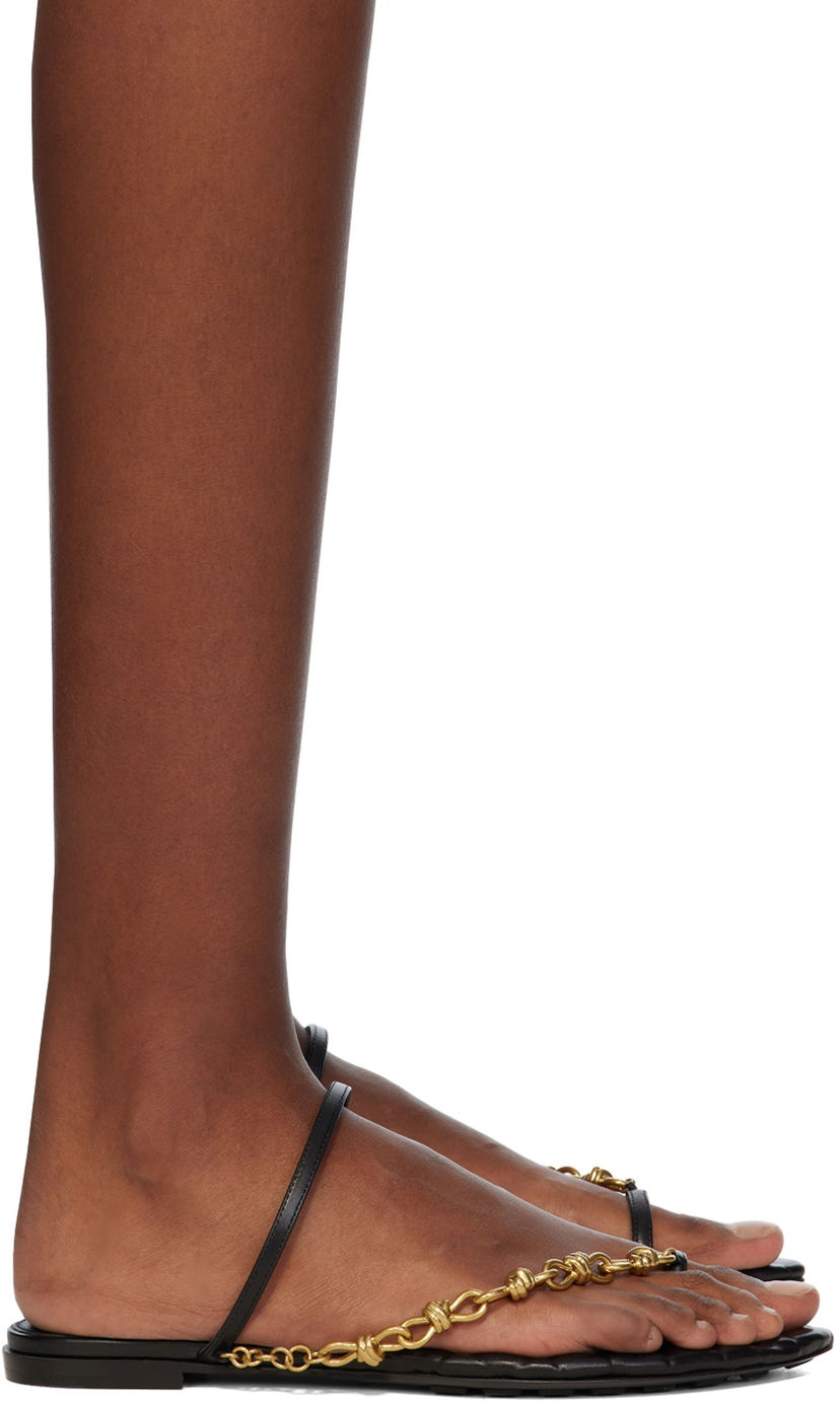 Кросівки та взуття Bottega Veneta Leaf Flat Sandals чорний | 775510 V3H60