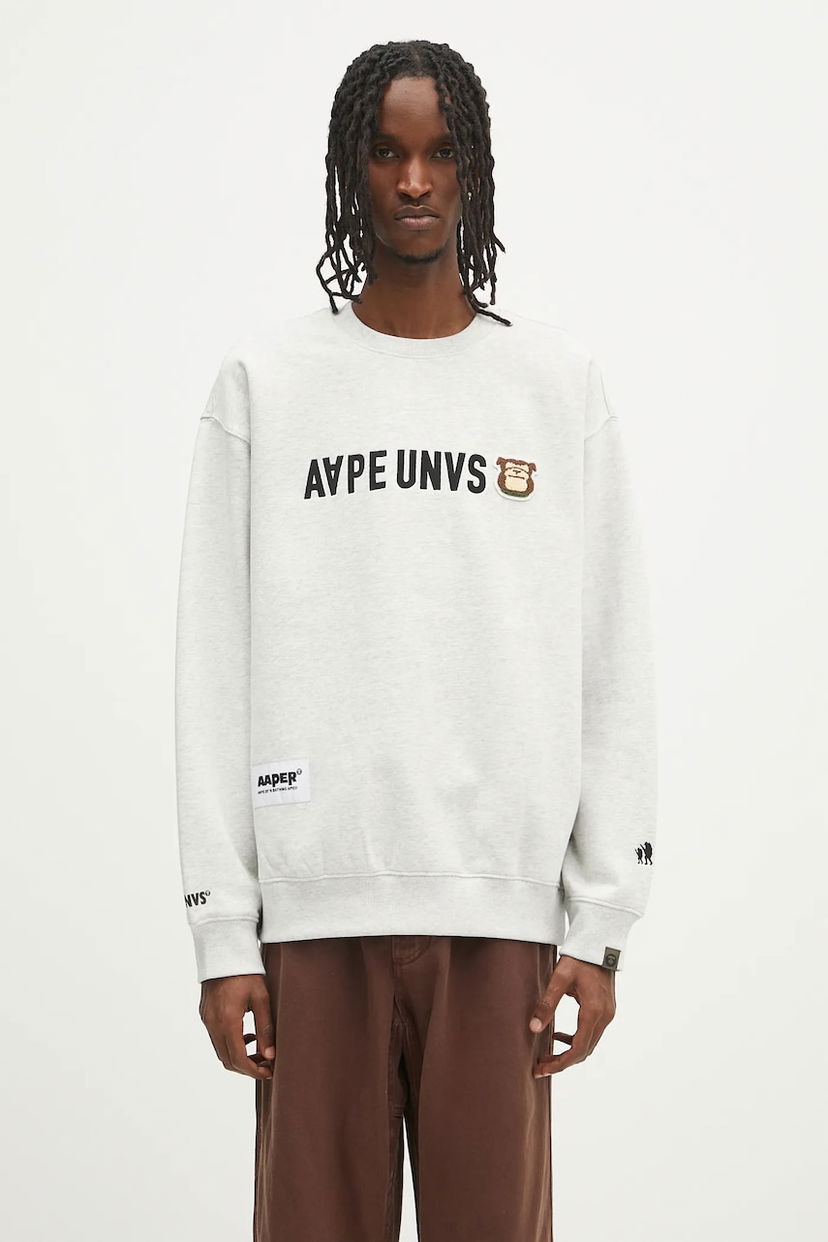 Світшоти AAPE by A Bathing Ape AAPE By A Bathing Ape UNVS Aaper Crew Neck Sweatshirt Сірий | AAPSWMB379XAN