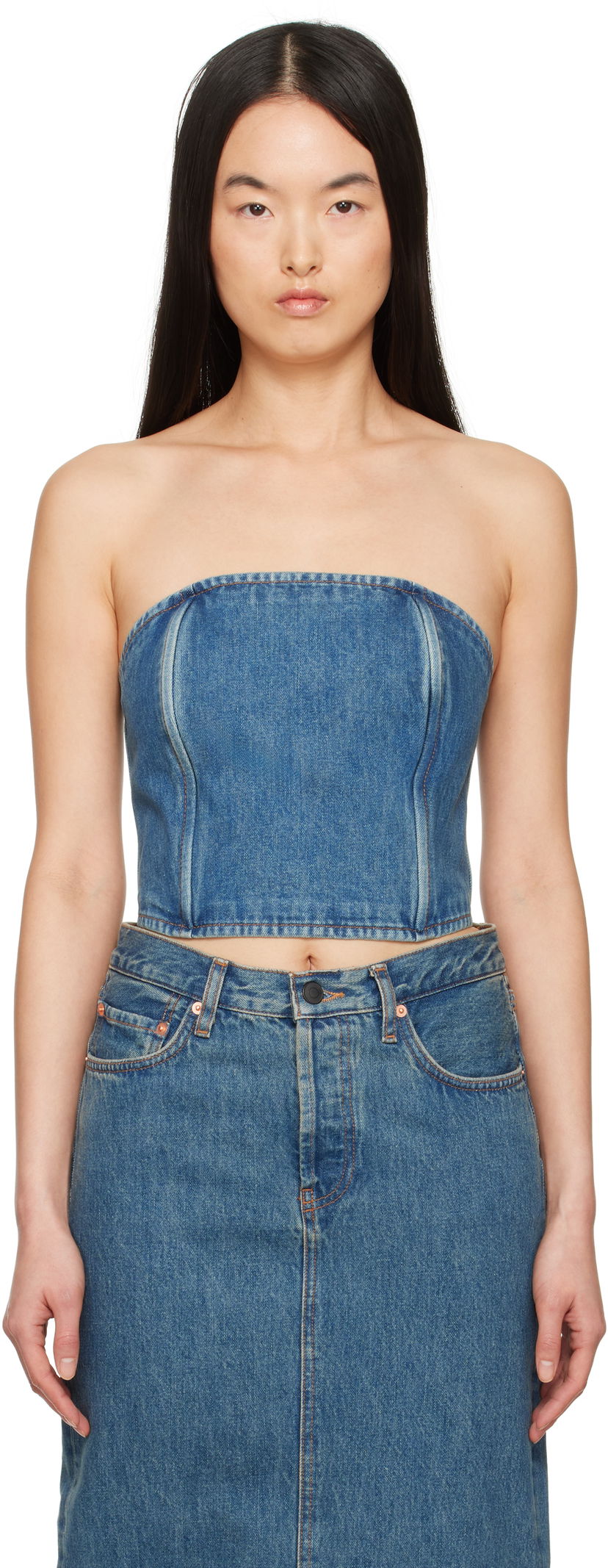 Спідниця WARDROBE.NYC WARDROBE.NYC Denim Tube Top Синій | W1078PC