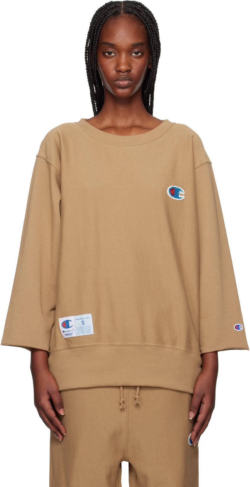 Cветр UNDERCOVER Champion Edition Beaded Logo Appliqué Sweatshirt by UNDERCOVER Коричневий | UC1E4810-1