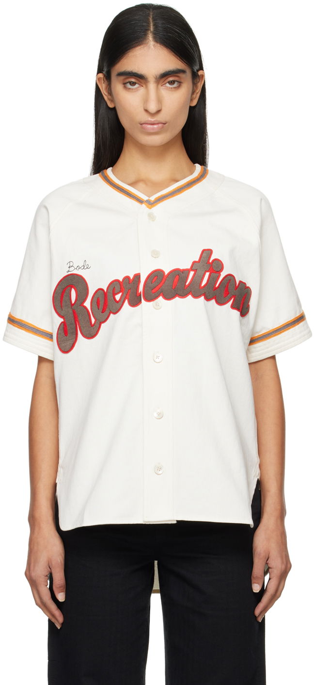 Джерсі Bode Baseball Shirt With Print білий | MRF24SH053