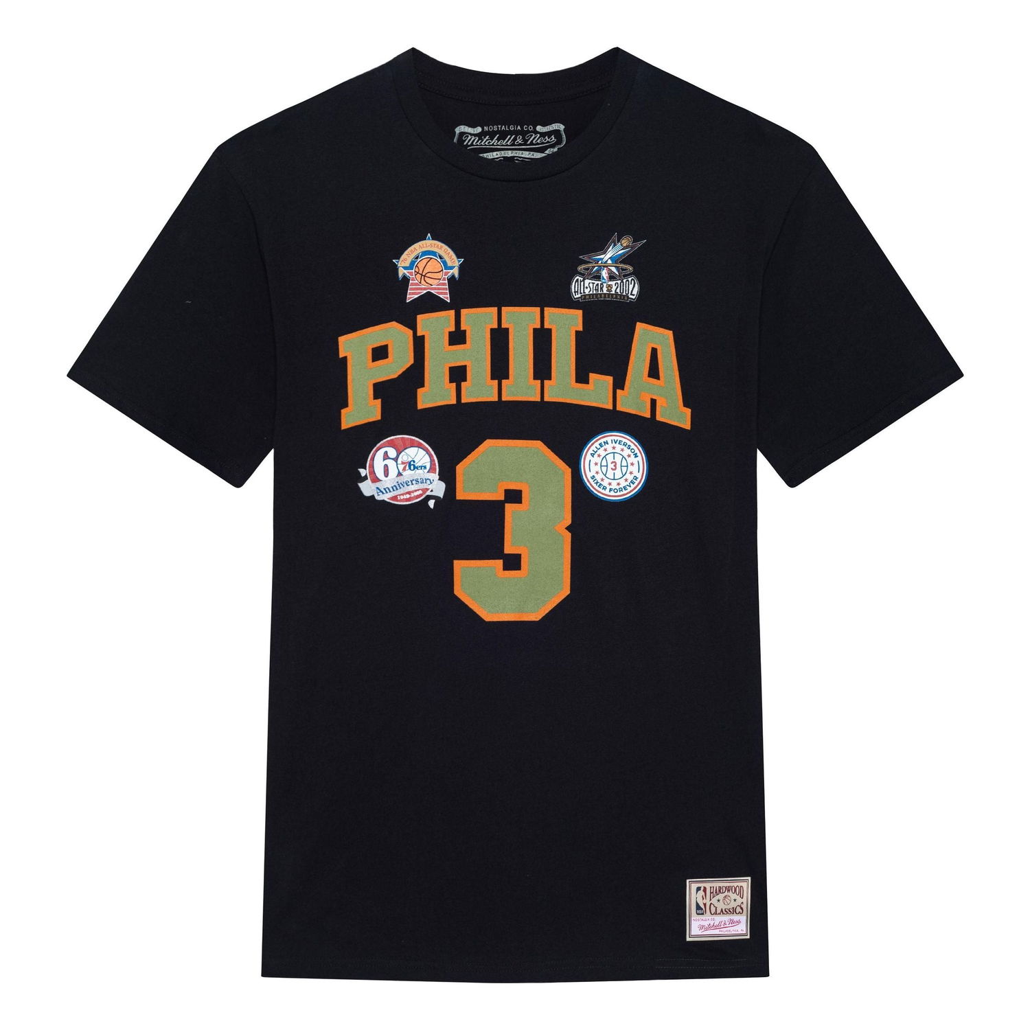 Футболка Mitchell & Ness Philadelphia 76ers 'Allen Iverson 3' Script T-Shirt чорний | BNN3DP22083-P76BLCKAIV, 0