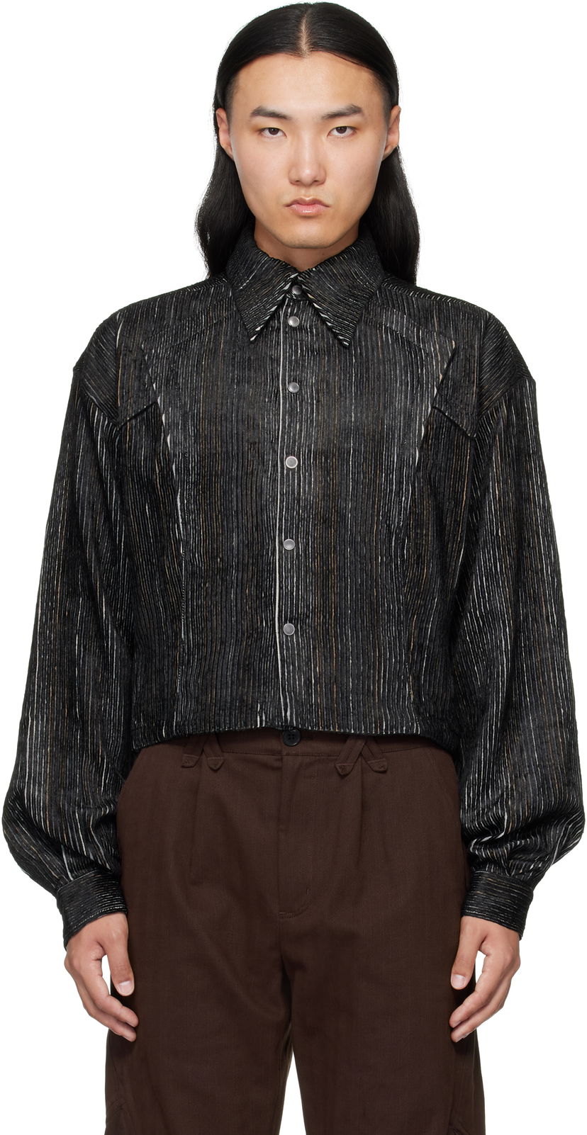 Сорочка KIKO KOSTADINOV Kiko Kostadinov Kraner Striped Cropped Shirt чорний | KKAW25SH01-53