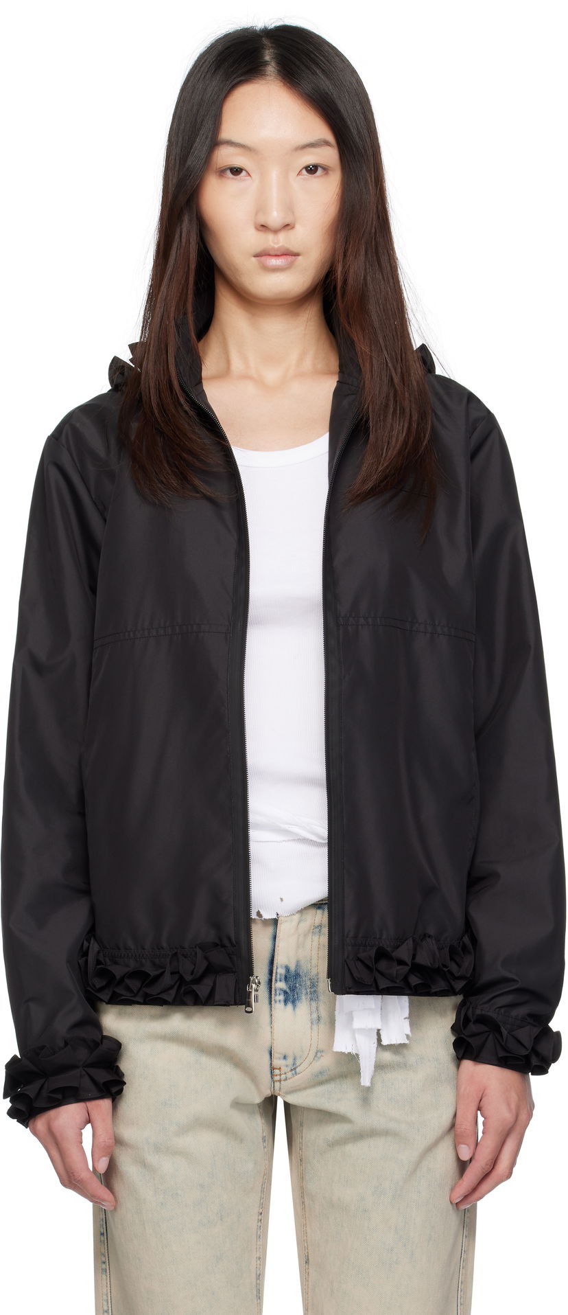 Куртка Coperni Coperni Pleated Ribbon Jacket чорний | COPOW43F3037
