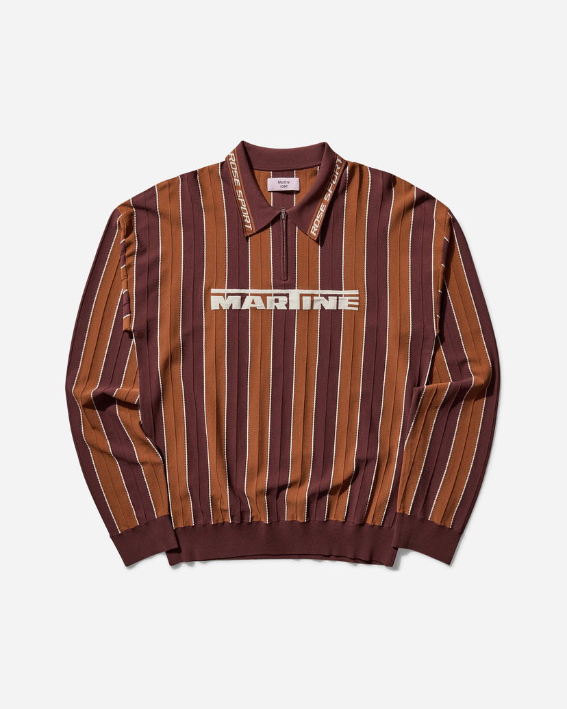 Cветр Martine Rose Striped Logo Polo Shirt Коричневий | 958YA12700