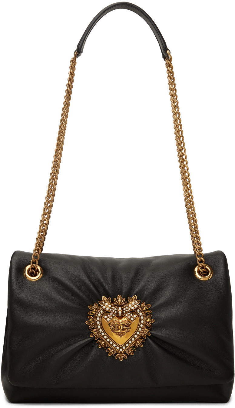 Сумочка Dolce & Gabbana Medium Soft Shoulder Bag with Heart Applique чорний | BB7541 AF984